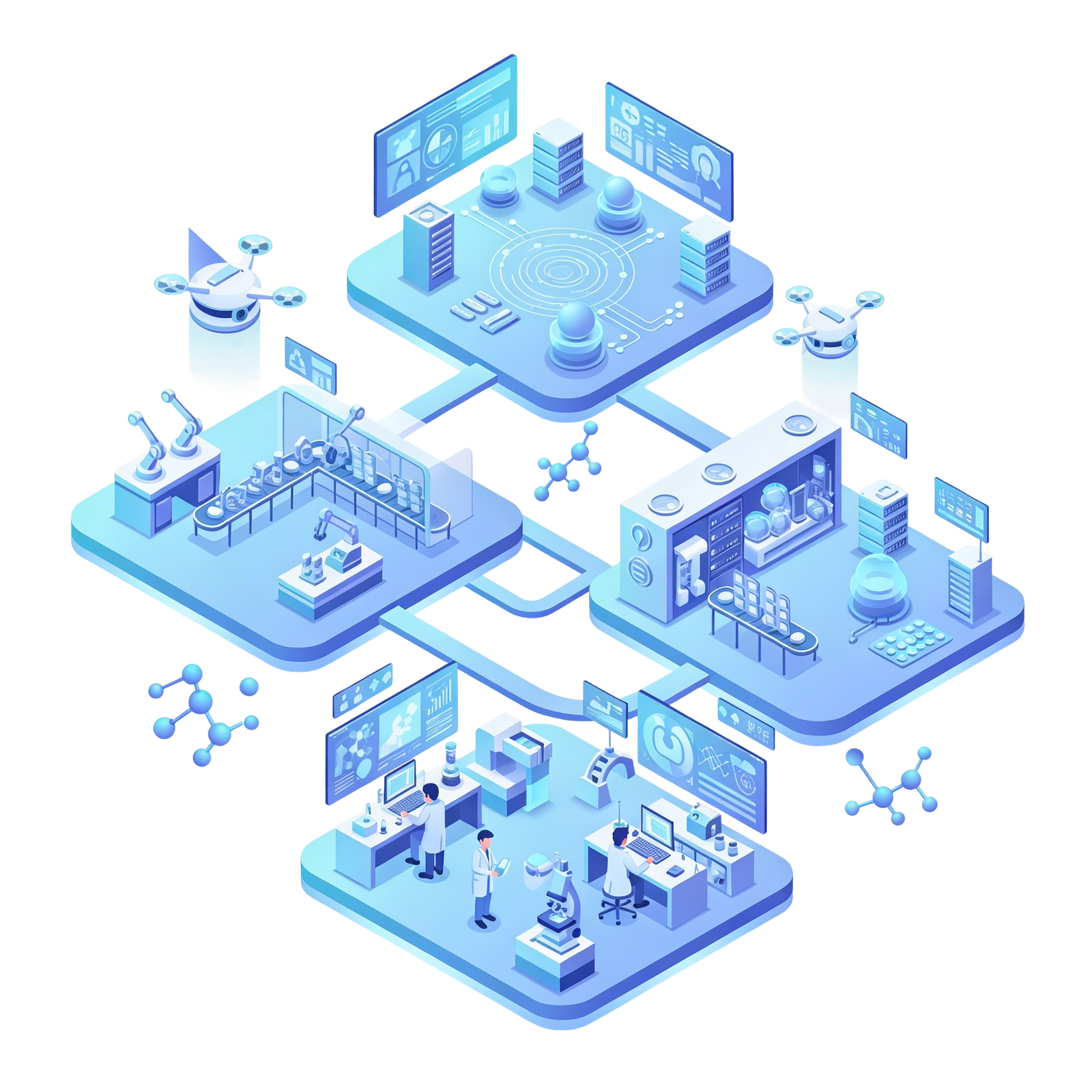 AI and IoT Life Sciences Innovation Illustration