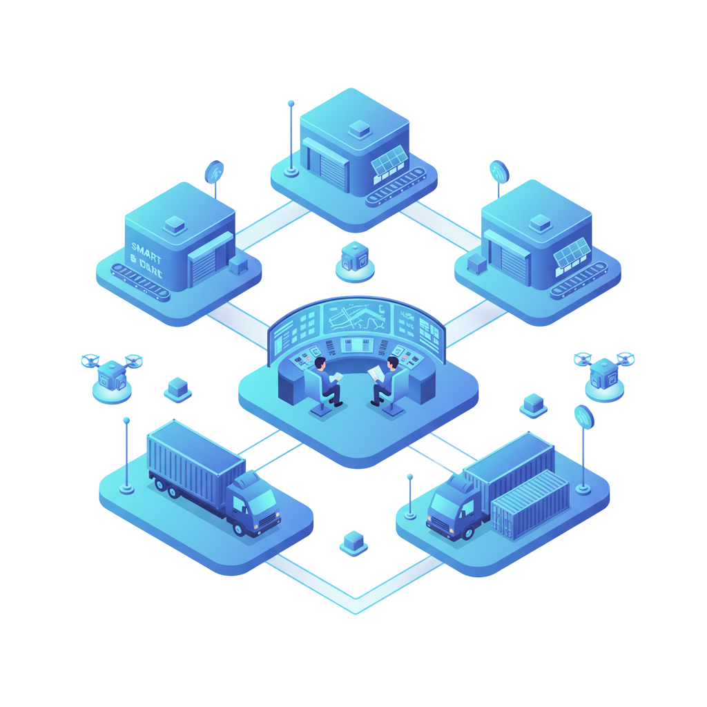 AI and IoT Smart Transportation and Logistics Illustration