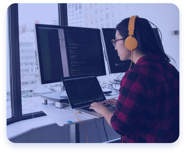 Professional working at a standing desk